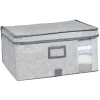 Gifi Rangement|Boîte de rangement grise repliable avec fenêtre