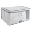 Gifi Rangement|Boîte de rangement grise repliable avec fenêtre