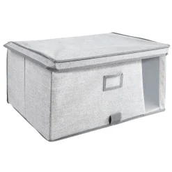 Gifi Rangement|Boîte de rangement grise repliable avec fenêtre