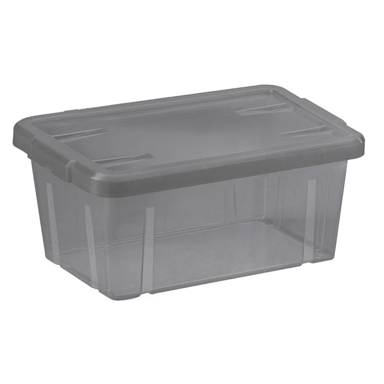 Gifi Rangement|Boîte de rangement gris fumé avec couvercle 4,4L