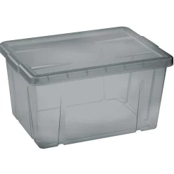 Gifi Rangement|Boîte de rangement gris fumé avec couvercle 30L