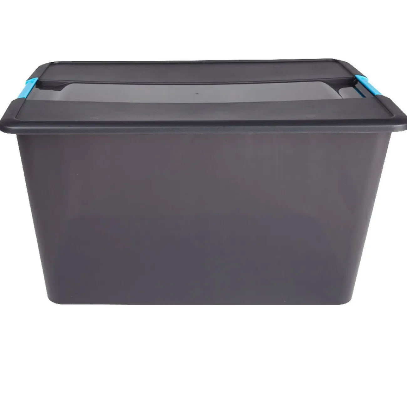 Gifi Rangement|Boîte de rangement Kliker avec couvercle à clips fumé 48 L