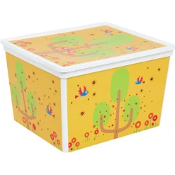 Gifi Entretien Du Linge|Boîte de rangement 27 L motif arbre et oiseaux