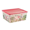 Gifi Rangement|Boîte de rangement motif flamant rose et feuilles 18 L