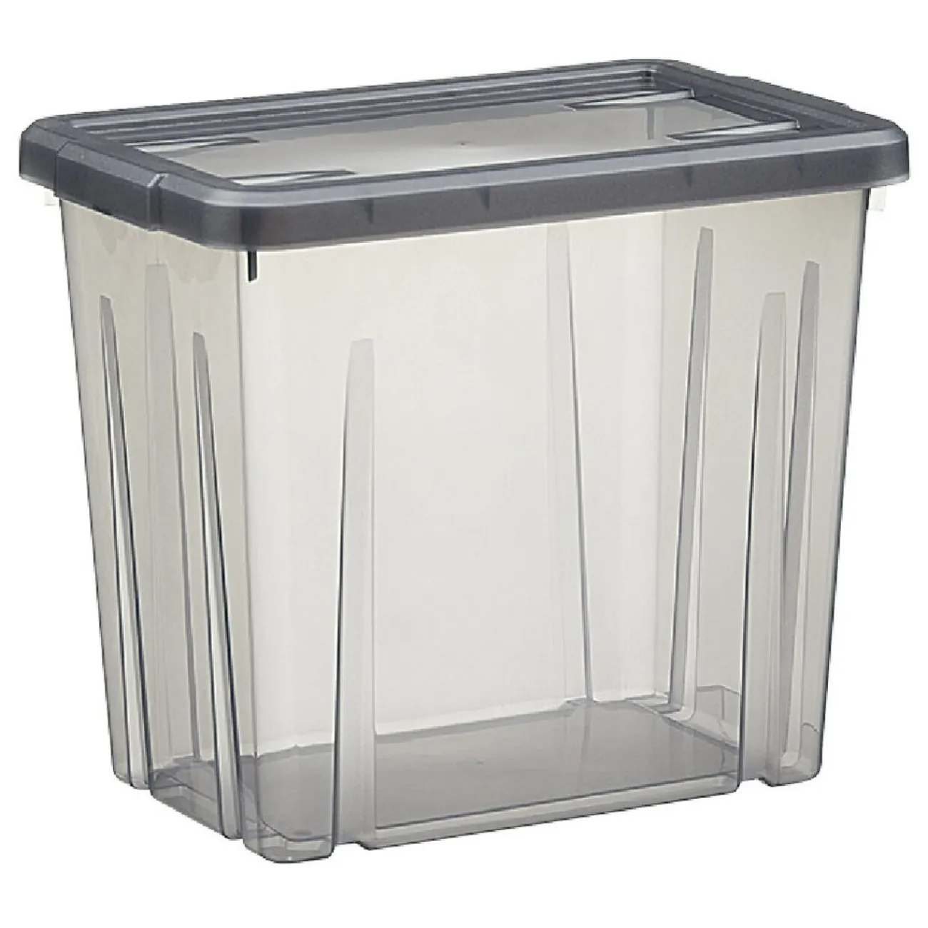 Gifi Rangement|Boîte de rangement noir transparent avec couvercle 8,8L