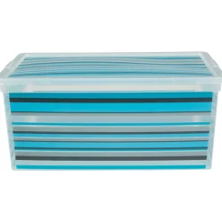 Gifi Rangement|Boîte de rangement plastique 18 L design bayadère