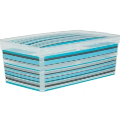 Gifi Rangement|Boîte de rangement plastique 6 L design bayadère
