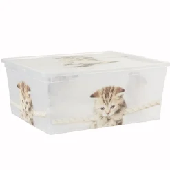 Gifi Rangement|Boîte de rangement plastique 18 L design chat ou chiots