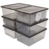 Gifi Entretien Du Linge|Boîte de rangement transparente couvercle gris 10 L x6