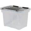 Gifi Rangement|Boîte de rangement transparente à couvercle noir à clips 18 L