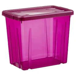 Gifi Rangement|Boîte de rangement violet transparent avec couvercle 8,8L