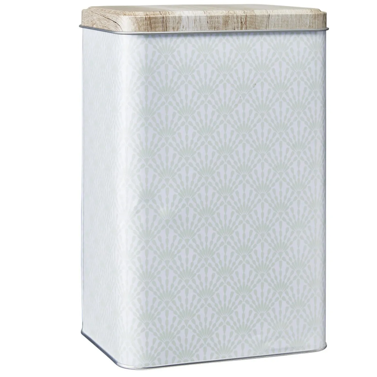 Best Gifi Boîte en métal imprimé gris avec couvercle effet bois