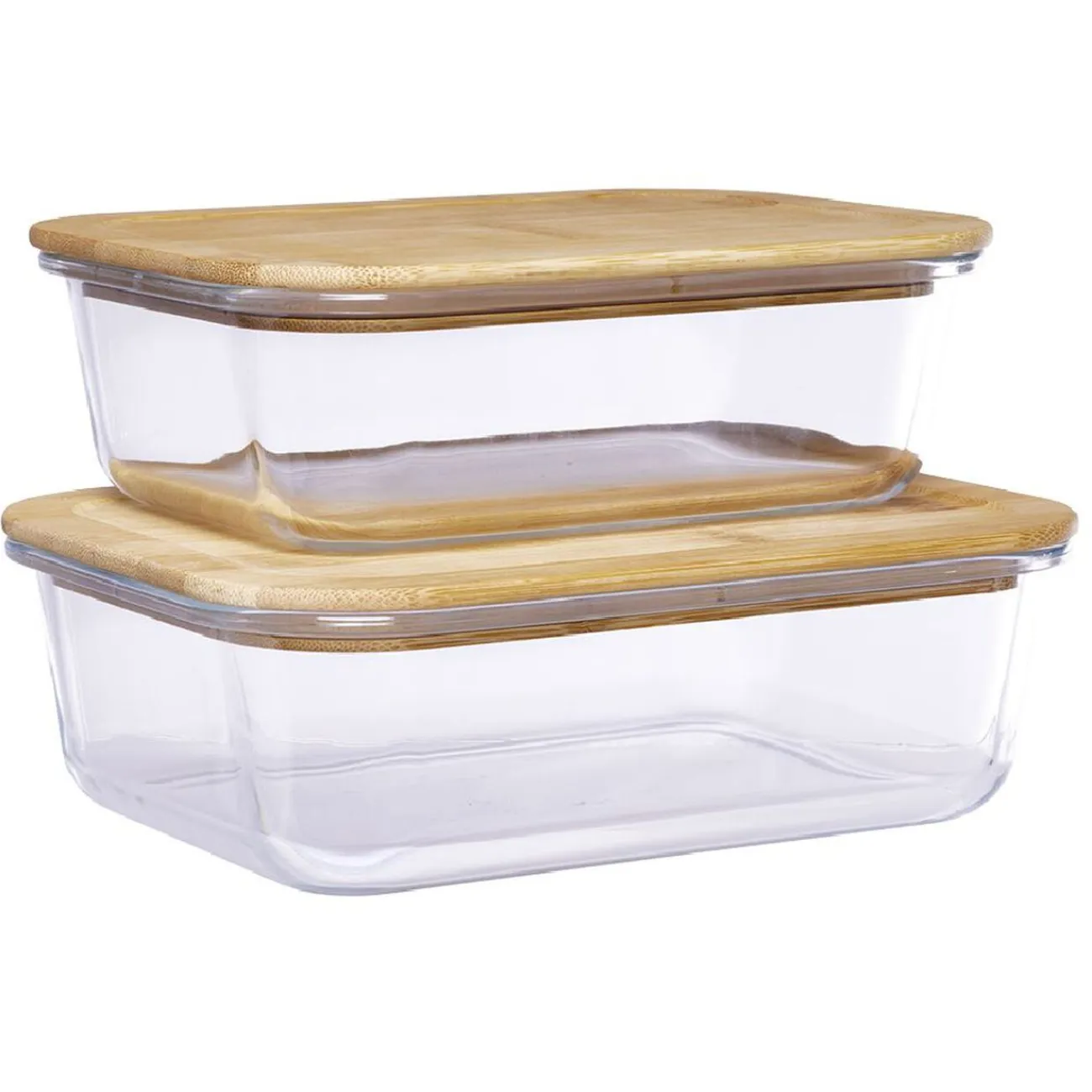 Online Gifi Boîte en verre avec couvercle bambou x2