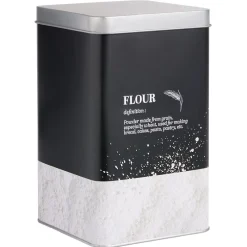 Gifi Boîte à farine en métal noir design flour - 10,7x10,7xH.17,5cm