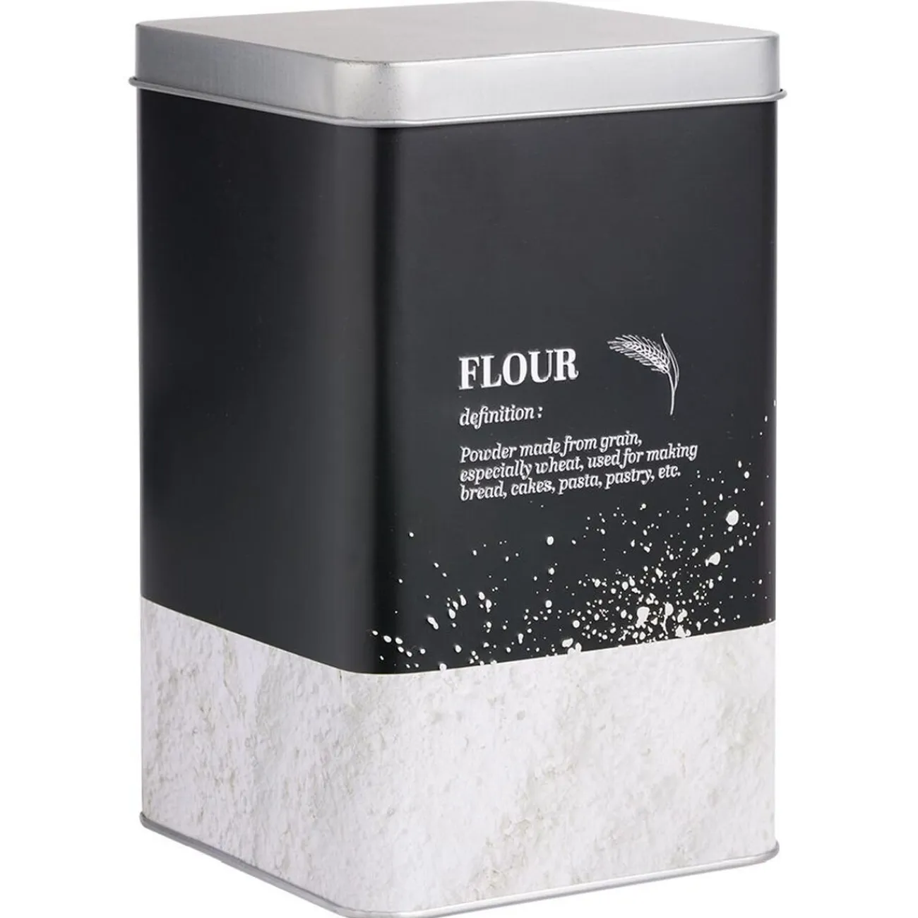 Gifi Boîte à farine en métal noir design flour - 10,7x10,7xH.17,5cm