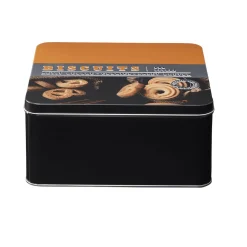 New Gifi Boîte à gâteaux carrée en métal décorée marron