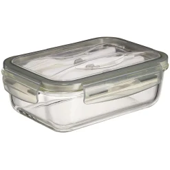 Hot Gifi Boîte Lunchbox en verre avec couverts en plastique 1,2L