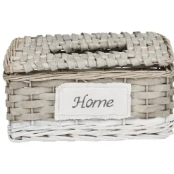 Gifi Rangement|Boîte à mouchoirs tressé blanc et naturel HOME
