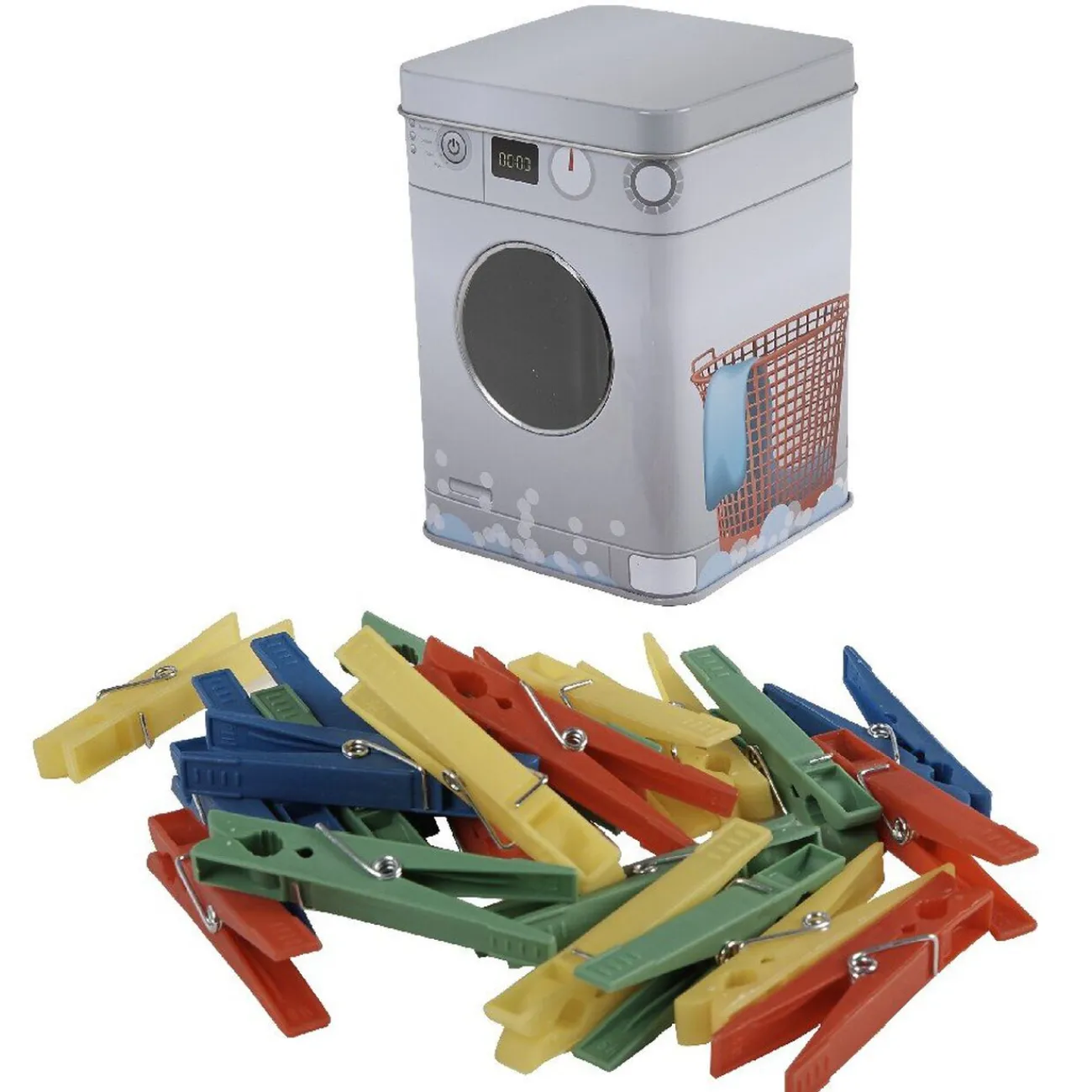 Gifi Entretien Du Linge|Boîte métal et 24 pinces à linge
