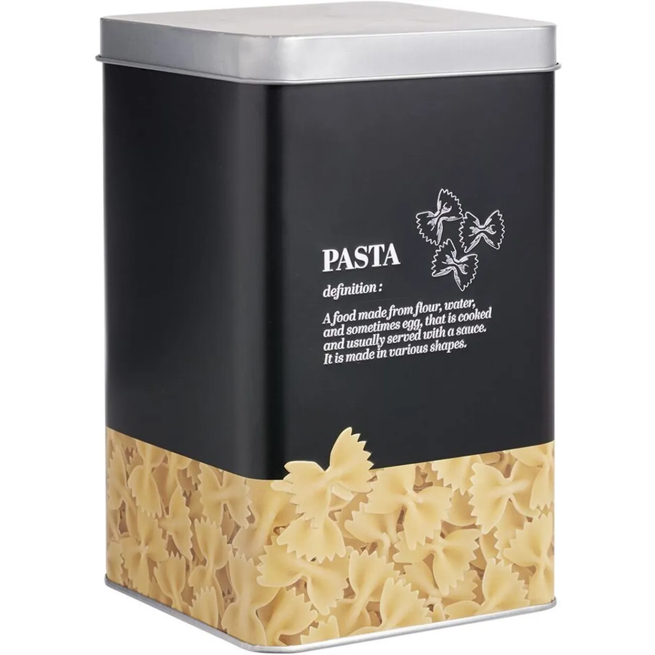 Online Gifi Boîte à pâtes en métal noir et gris design pasta - 10,7x10,7xH.17,5cm