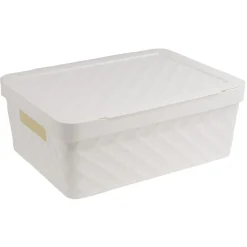Gifi Entretien Du Linge|Boîte rangement en plastique blanc design relief 11L