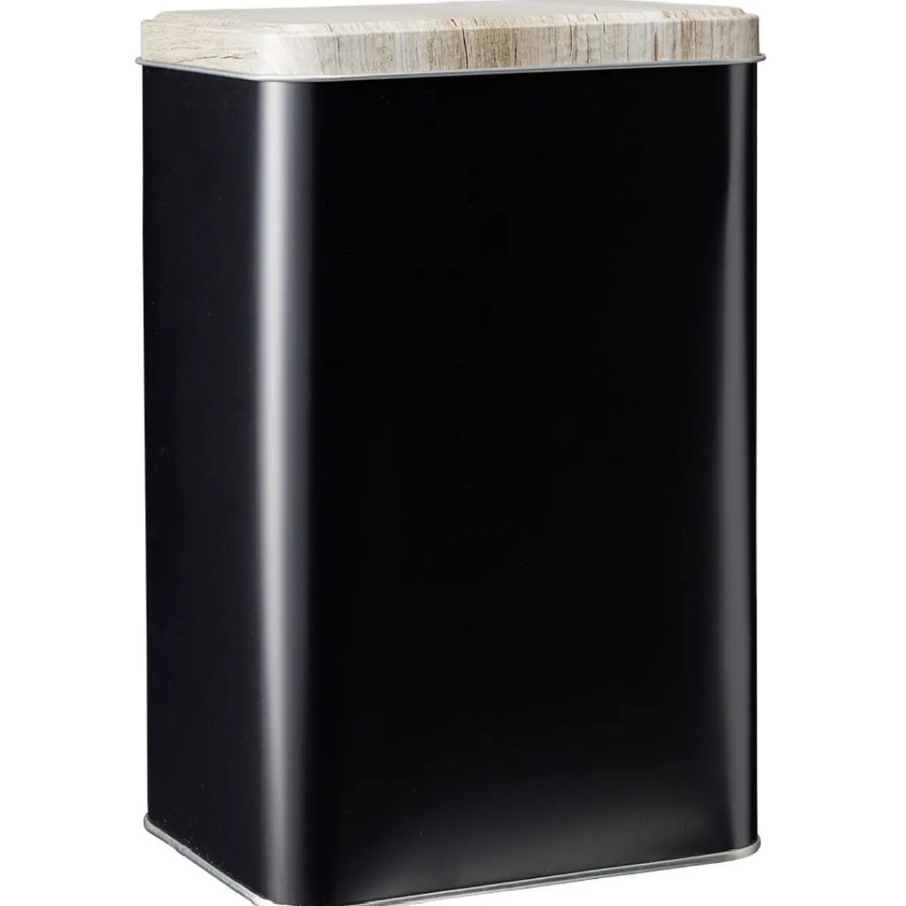 Clearance Gifi Boîte rectangulaire en métal noir avec couvercle effet bois