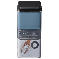New Gifi Boîte à sel carrée en métal décorée bleu gris