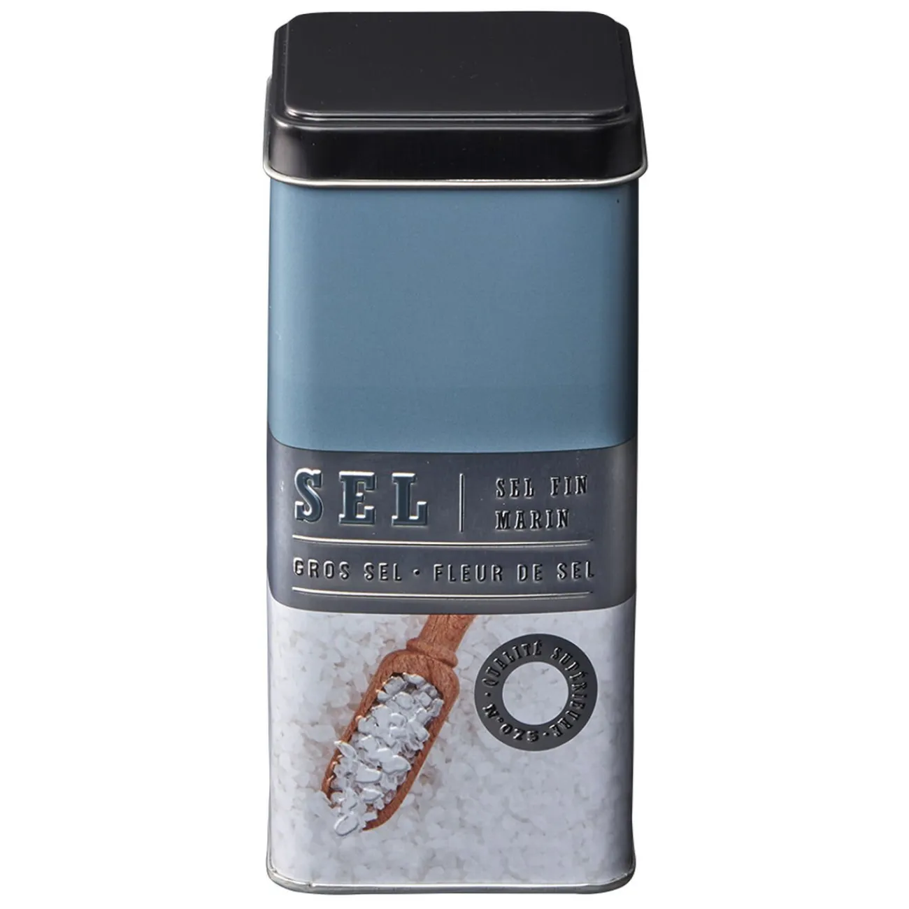 New Gifi Boîte à sel carrée en métal décorée bleu gris