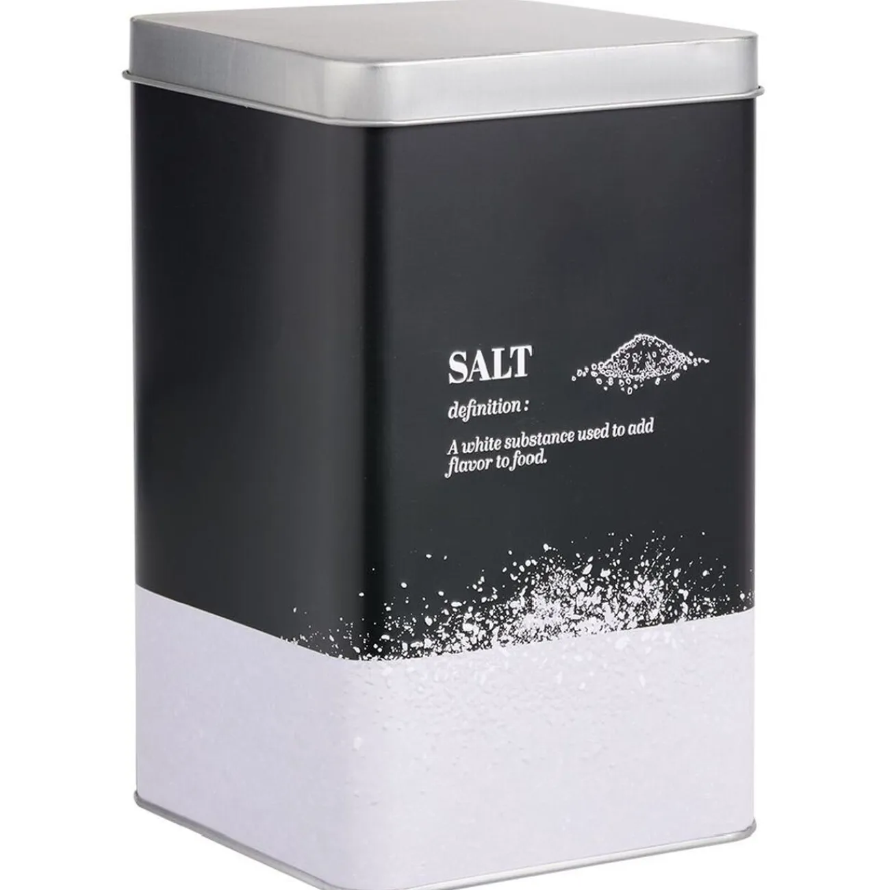 Discount Gifi Boîte à sel en métal noir et gris design salt - 10,7x10,7xH.17,5cm