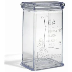 Hot Gifi Boîte à thé 500g en plastique transparent 11,5x9xH19cm