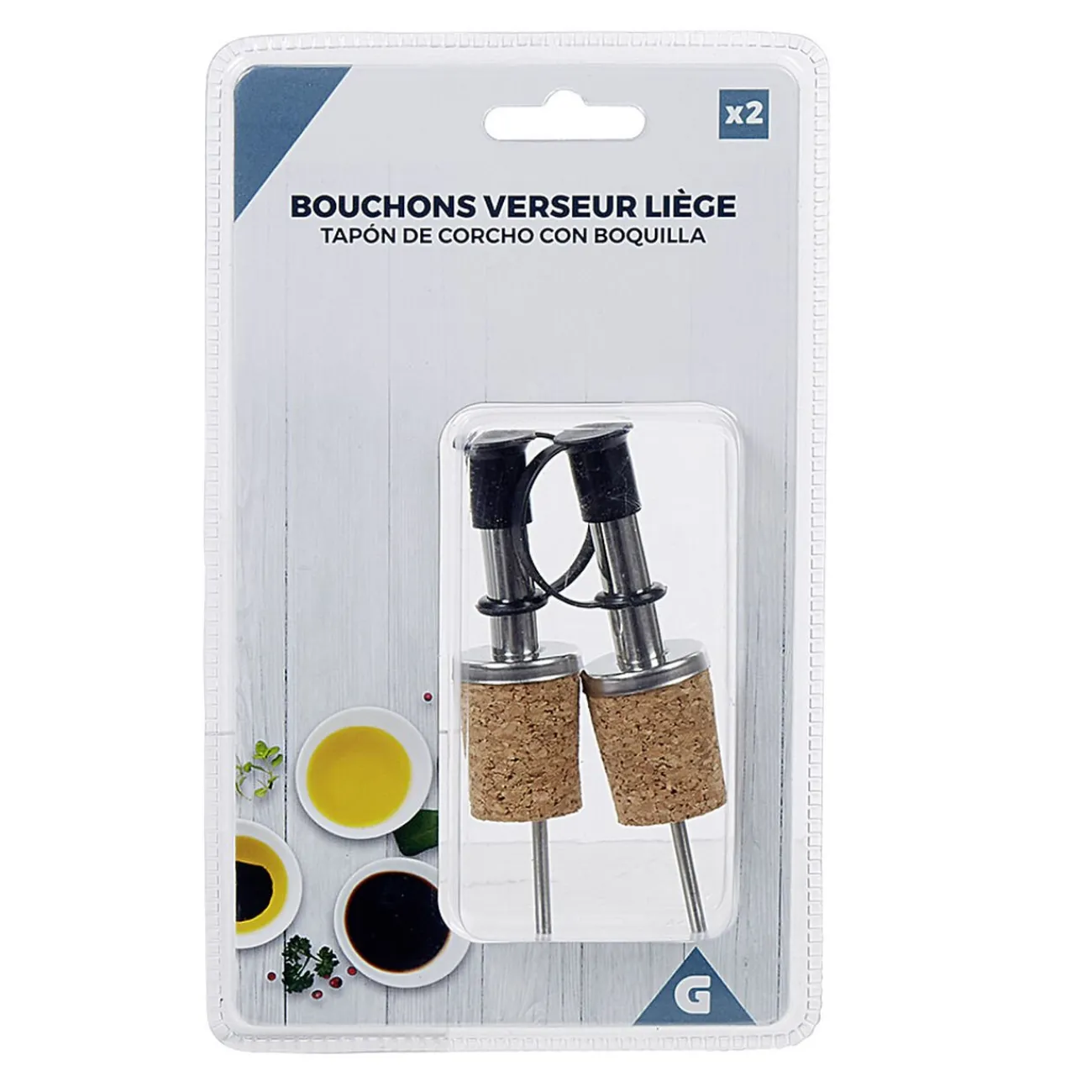 Best Gifi Bouchon en liège avec bec verseur inox x2