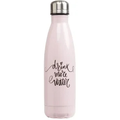 Hot Gifi Bouteille isotherme inox rose inscription Drink more water 500 ml