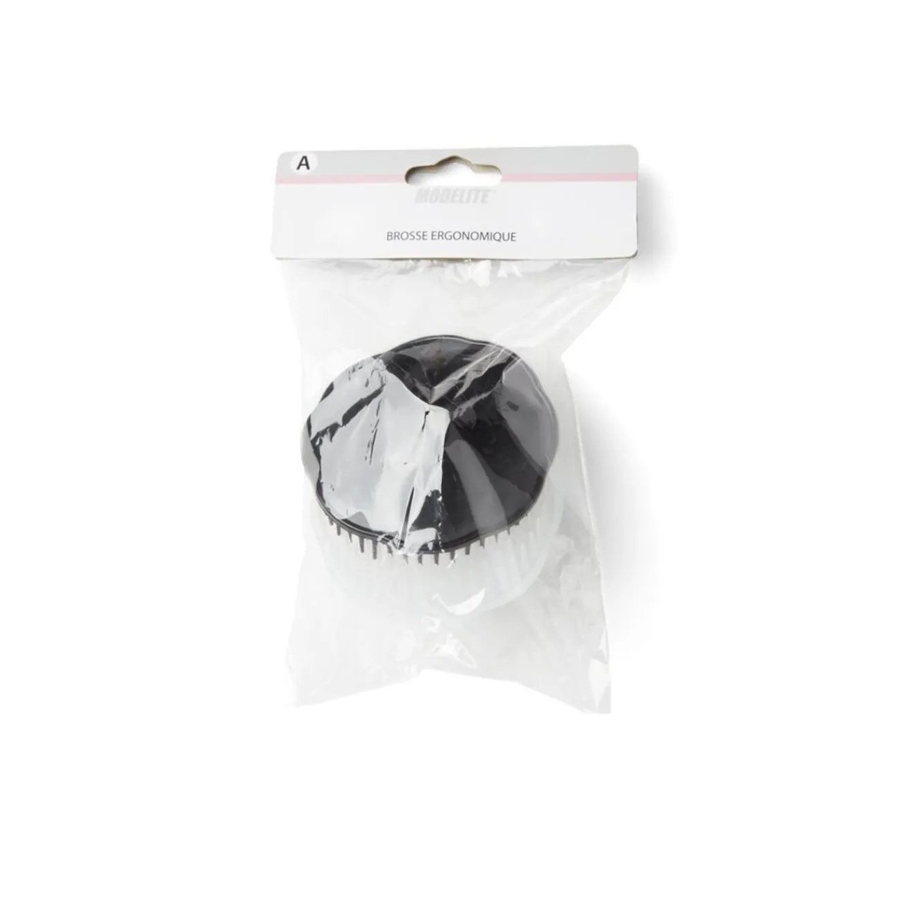 Gifi Beauté^Brosse à cheveux ronde ergonomique en plastique noir et transparent