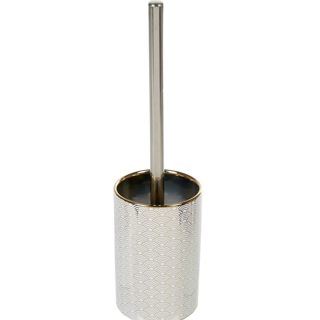 Gifi Equipement Wc^Brosse WC céramique motif écaille blanc doré
