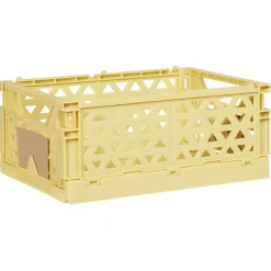 Gifi Rangement|Caisse pliable avec porte-étiquette jaune L25xl16,5xH10cm