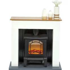 Gifi Chauffage^Cheminée chauffante decorative encadrement blanc