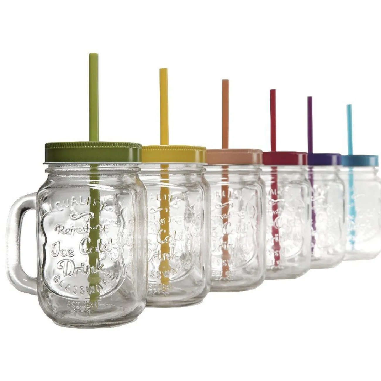 Best Gifi Chope transparente avec couvercle coloré et paille X 6