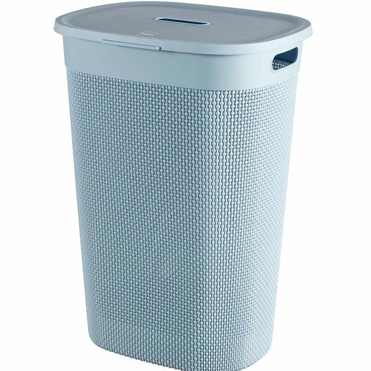 Gifi Entretien Du Linge|Coffre à linge en plastique bleu effet tressé