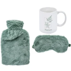 Gifi Bien-Être^Coffret cocconing 3 pièces bouillotte masque yeux et mug vert