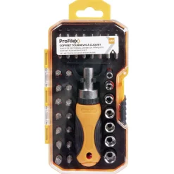 Gifi Outils Bricolage^Coffret de tournevis à cliquet et douille 30 pièces