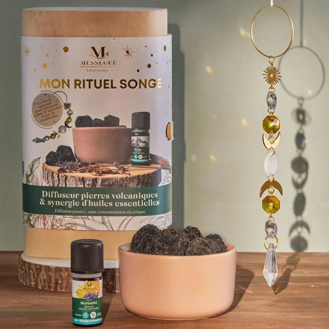 Gifi Bien-Être^Coffret rituel songe Mességué diffuseur pierre volcanique et synergie huile essentielle