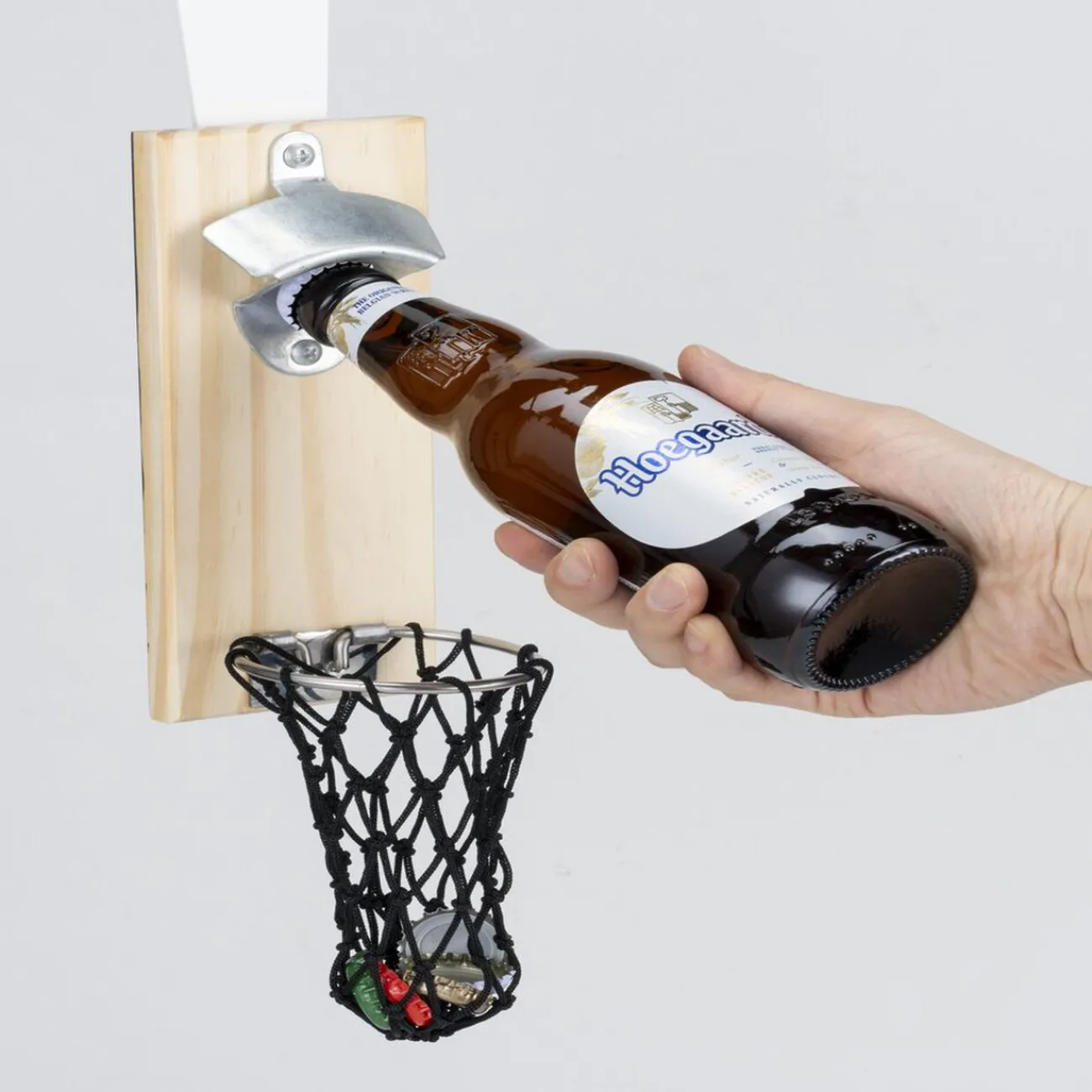 Sale Gifi Décapsuleur mural basketball en bois 8x5xH20cm