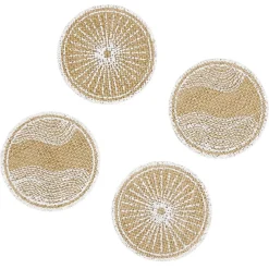 Best Gifi Dessous de verre jute naturel et blanc Ø8,5cm x4