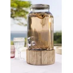 Sale Gifi Distributeur de boisson en verre et socle en bois