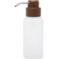 Gifi Aménagement Salle De Bain^Distributeur de savon blanc en verre et bois Ø7xH17,6cm