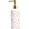 Gifi Aménagement Salle De Bain^Distributeur de savon céramique motif floral blanc et rose Ø6xH15cm
