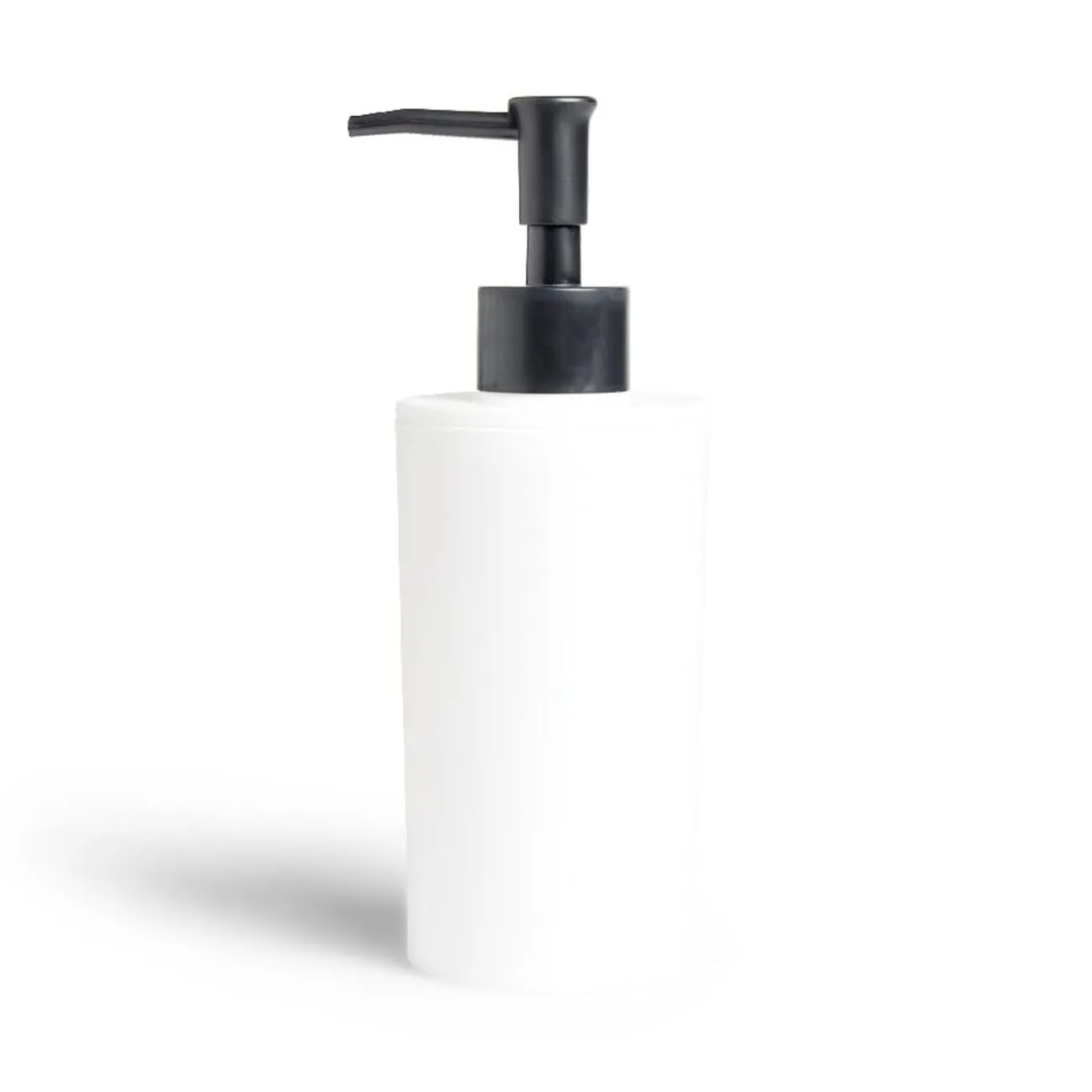 Gifi Aménagement Salle De Bain^Distributeur de savon à pompe Ø6,8x18,5cm plastique noir et blanc