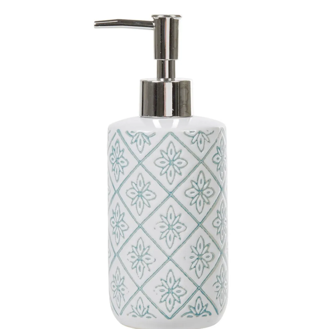 Gifi Aménagement Salle De Bain^Distributeur savon céramique design rosace blanc bleu