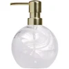 Gifi Aménagement Salle De Bain^Distributeur à savon en verre transparent et blanc Sunflow Ø10xH15,7cm