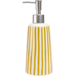 Gifi Aménagement Salle De Bain^Distributeur à savon rayure jaune et blanc Sunflow en grès Ø7,8xH21cm